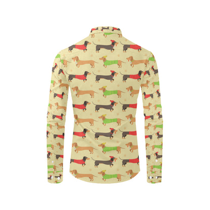 Dachshund Pattern Print Design 06 Men's Long Sleeve Shirt