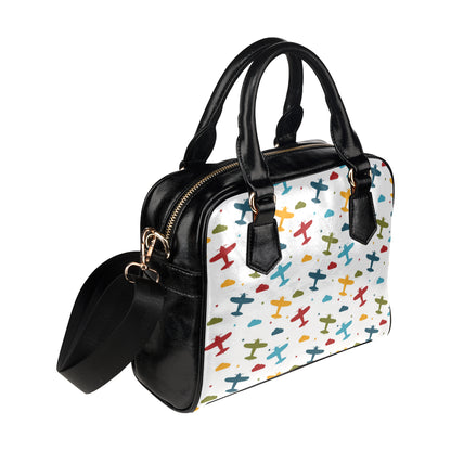 Airplane Pattern Print Design 06 Shoulder Handbag