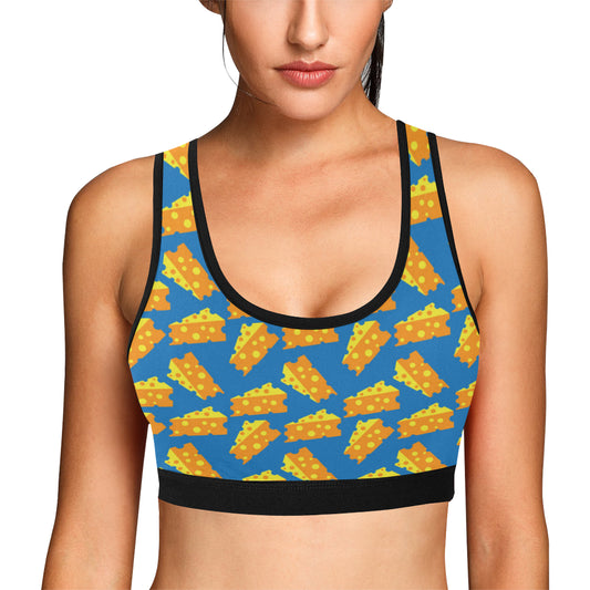 Cheese Pattern Print Design 05 Sports Bra