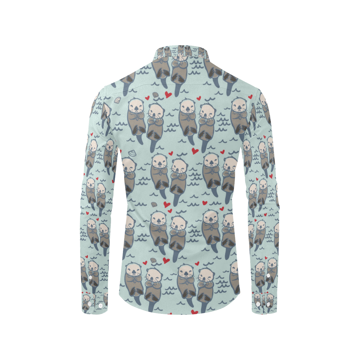 Sea Otter Pattern Print Design 03 Men's Long Sleeve Shirt