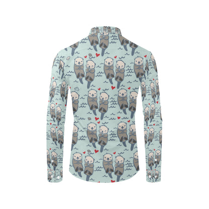 Sea Otter Pattern Print Design 03 Men's Long Sleeve Shirt
