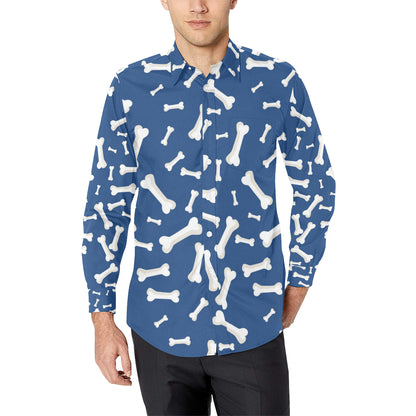 Dog Bone Pattern Print Design 03 Men's Long Sleeve Shirt