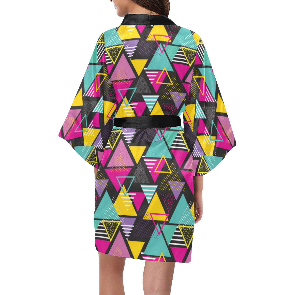 Geometric Colorful Pattern Print Design 02 Women's Short Kimono