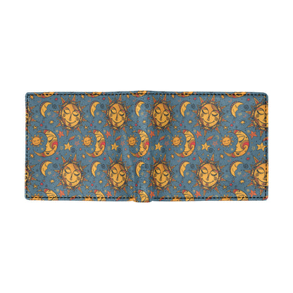 Celestial Moon Sun Pattern Print Design 02 Men's ID Card Wallet