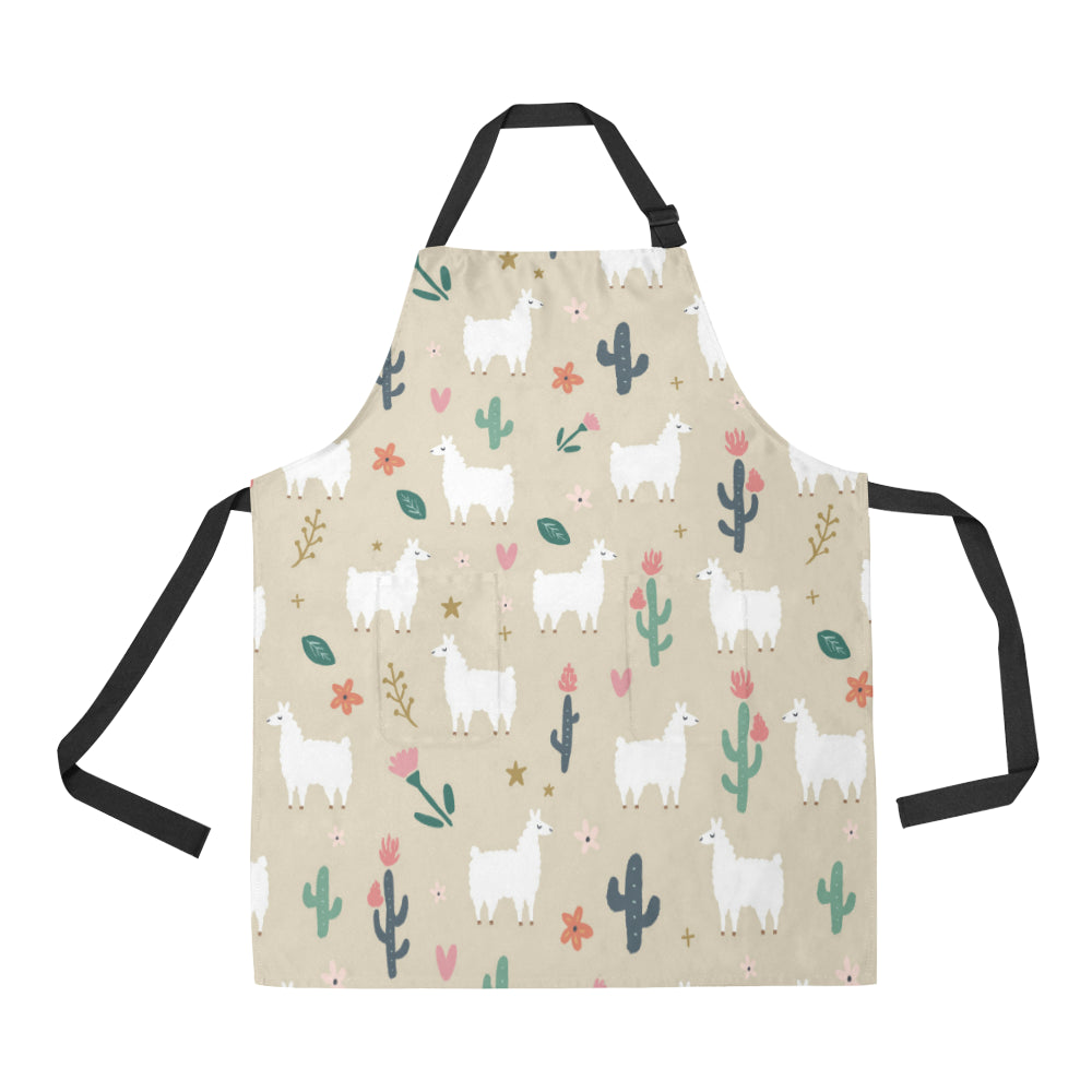 Llama Cactus Pattern Print Design 09 Apron with Pocket