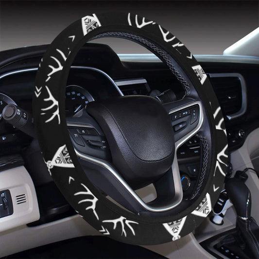 Deer Native Indian Print Pattern Steering Wheel Cover with Elastic Edge