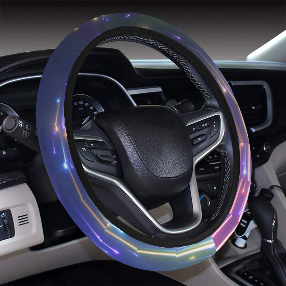 Celestial Rainbow Speed Light Steering Wheel Cover with Elastic Edge