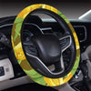 Tulip Yellow Pattern Print Design TP010 Steering Wheel Cover with Elastic Edge