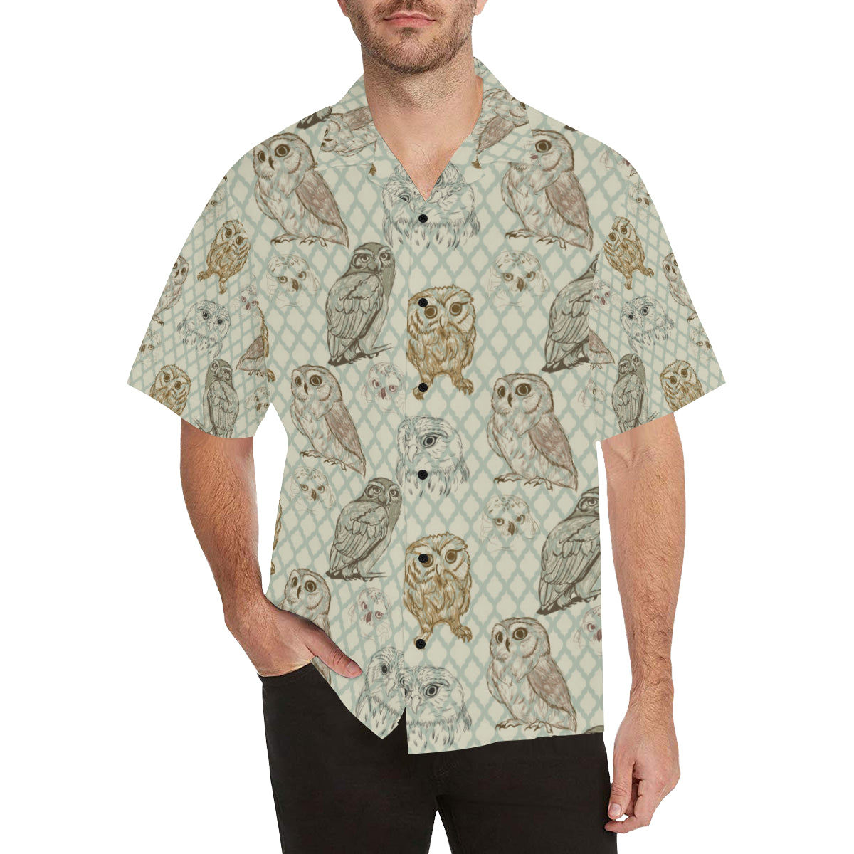 Owl Pattern Print Design A03 Men's Hawaiian Shirt