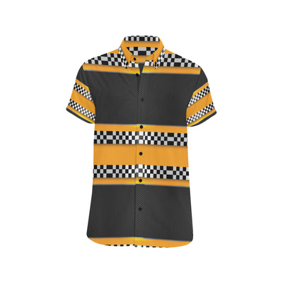 Checkered Pattern Print Design 01 Men's Short Sleeve Button Up Shirt