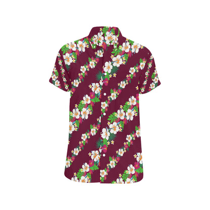 Hawaiian Themed Pattern Print Design H06 Men's Short Sleeve Button Up Shirt