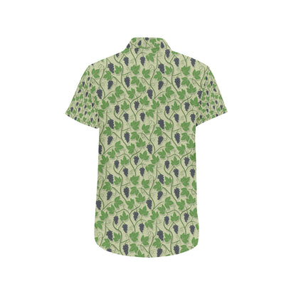 Wine Grape Thmed Print Men's Short Sleeve Button Up Shirt