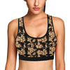 Brown Hibiscus Pattern Print Design HB06 Sports Bra