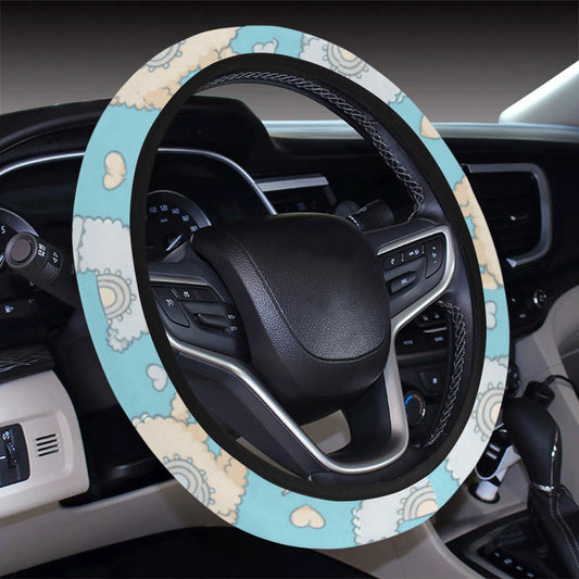 Alpaca Pattern Print Design 06 Steering Wheel Cover with Elastic Edge