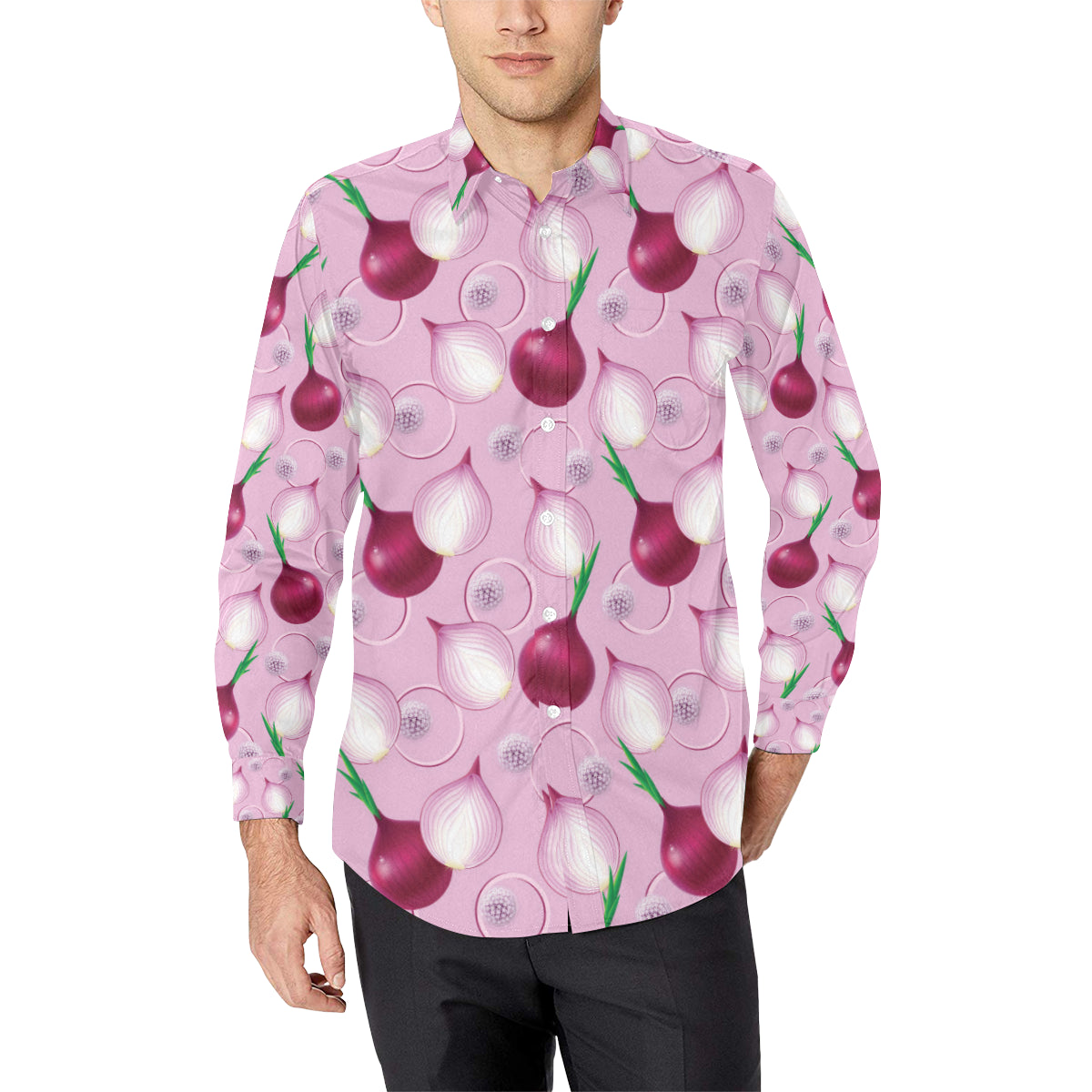 Onion Pattern Print Design A01 Men's Long Sleeve Shirt