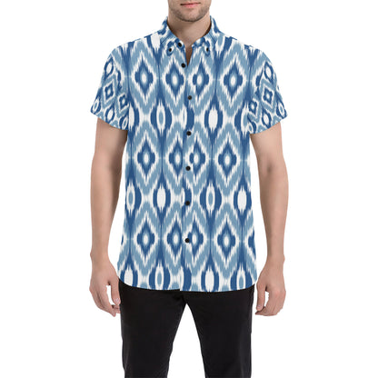 Ikat Pattern Print Design 03 Men's Short Sleeve Button Up Shirt