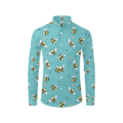 Bee Pattern Print Design BEE02 Men's Long Sleeve Shirt