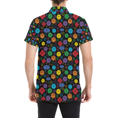 Chakra Pattern Print Design 01 Men's Short Sleeve Button Up Shirt