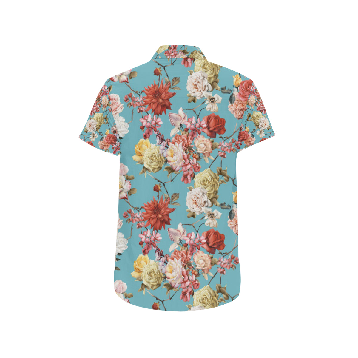 Summer Floral Pattern Print Design SF05 Men's Short Sleeve Button Up Shirt