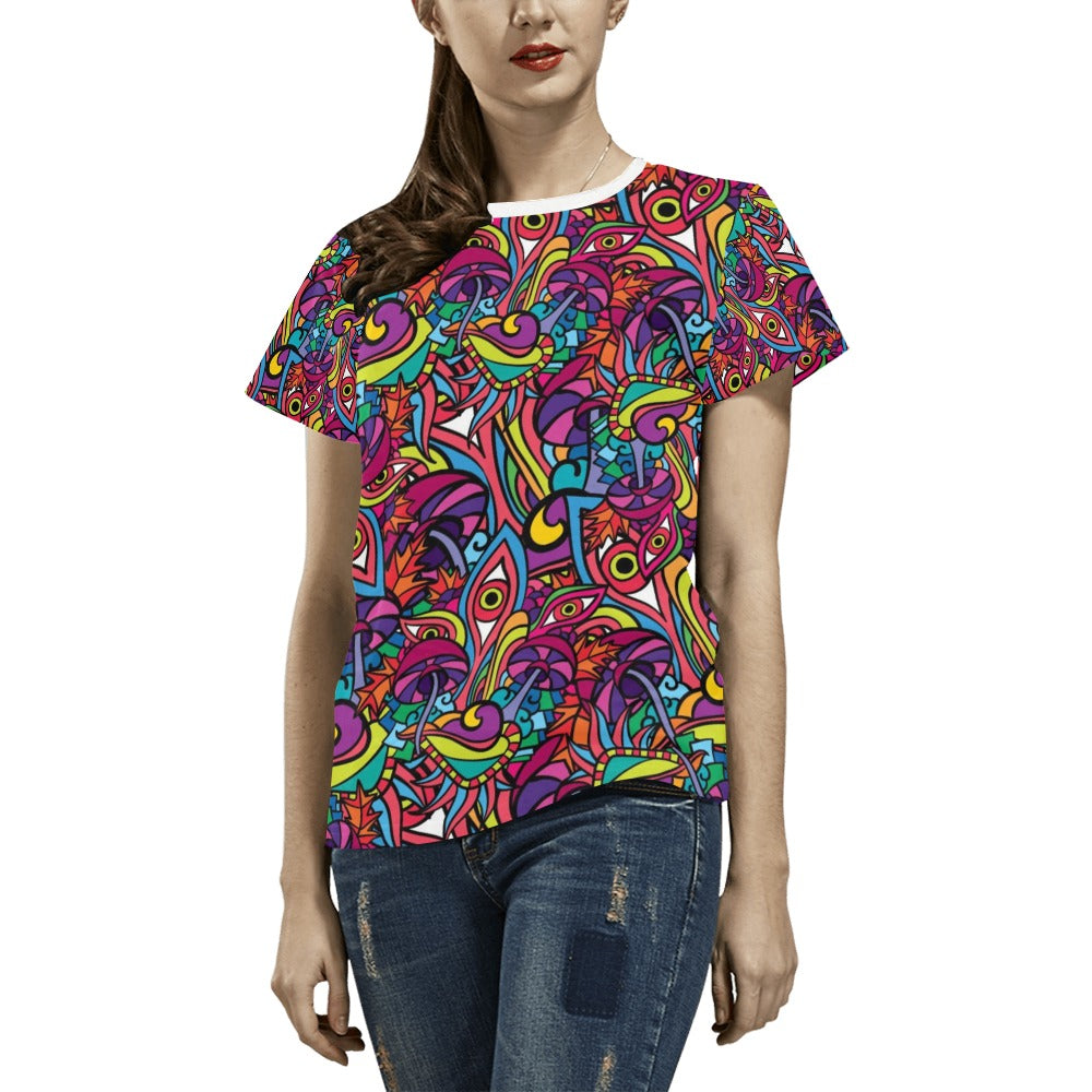 Trippy Print Design LKS302 Women's  T-shirt