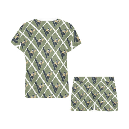 Snowboard Man Print Design LKS302 Women's Short Pajama Set