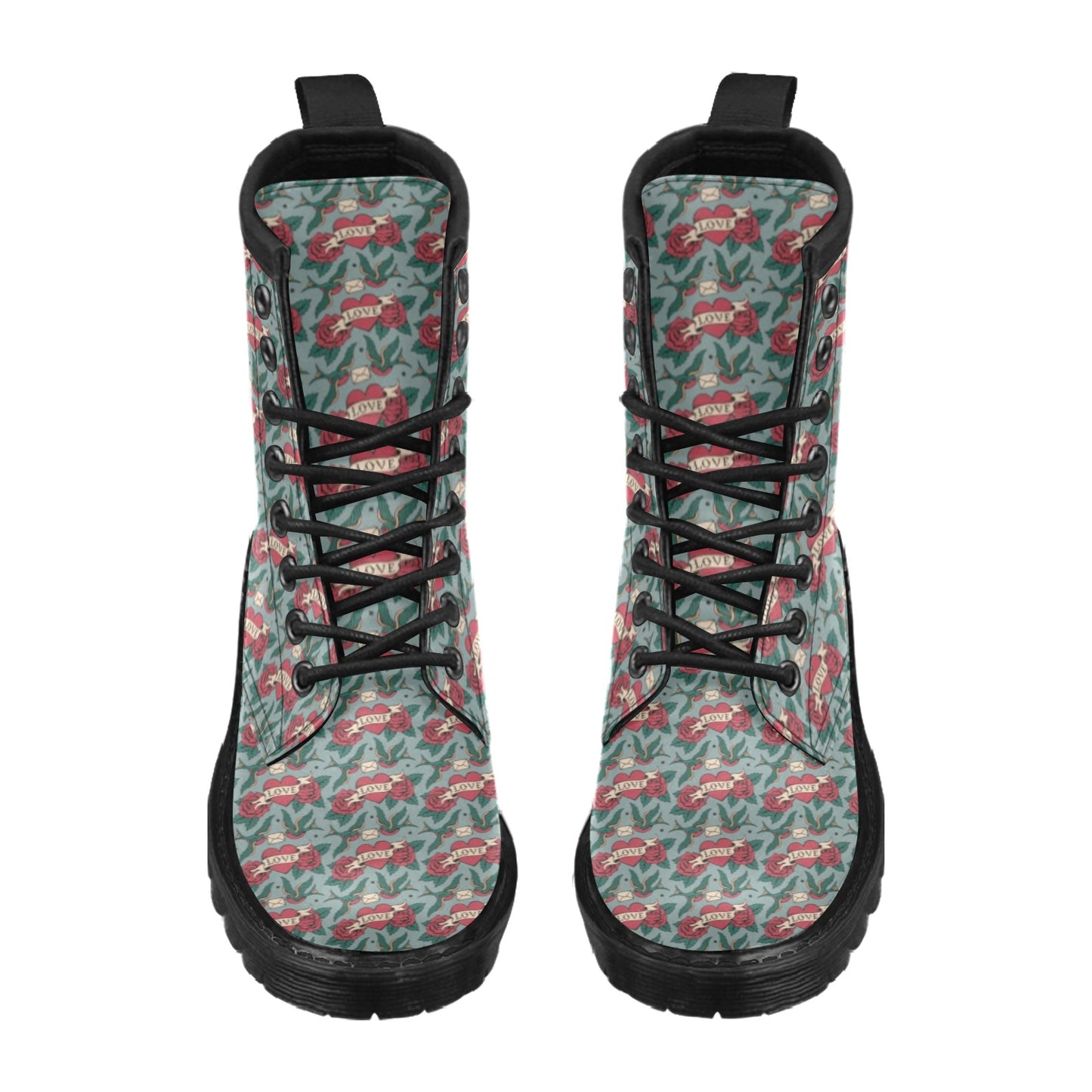 Tattoo Heart Print Design LKS301 Women's Boots