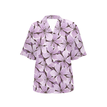 Lilac Pattern Print Design 01 Women's Hawaiian Shirt