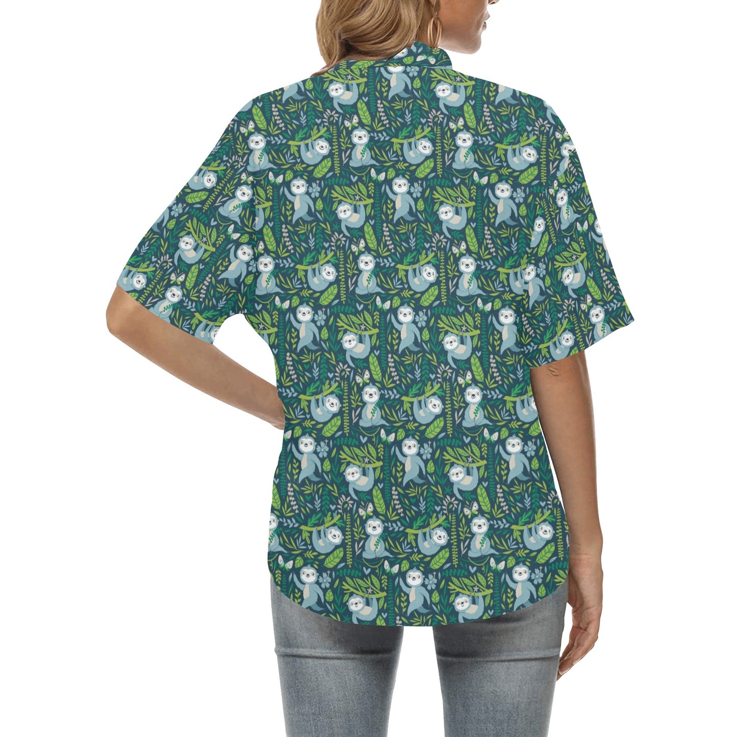 Sloth Print Design LKS304 Women's Hawaiian Shirt