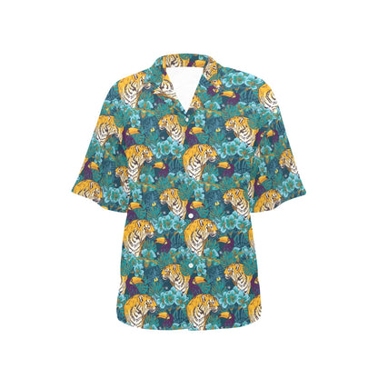Tiger Tropical Print Design LKS301 Women's Hawaiian Shirt