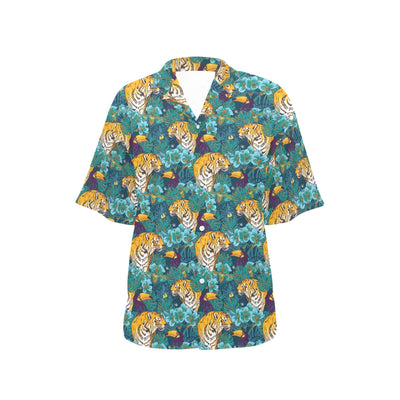 Tiger Tropical Print Design LKS301 Women's Hawaiian Shirt