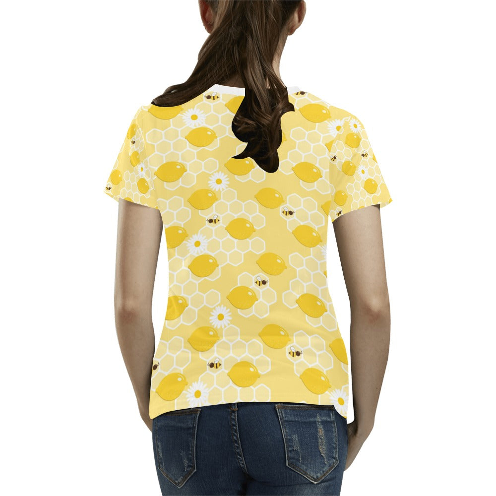 Honey Bee Honeycomb Print Design LKS3010 Women's  T-shirt