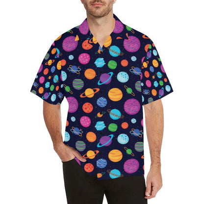 Planet Multicolor Print Design LKS302 Men's Hawaiian Shirt