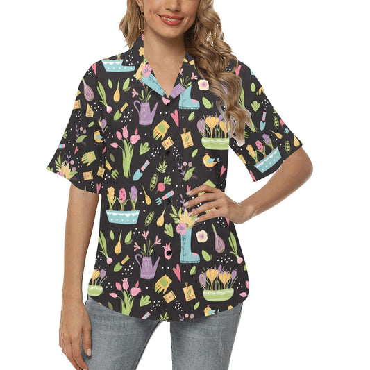 Gardening Pattern Print Design G03 Women's Hawaiian Shirt