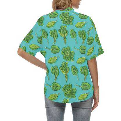 Spinach Print Design LKS301 Women's Hawaiian Shirt