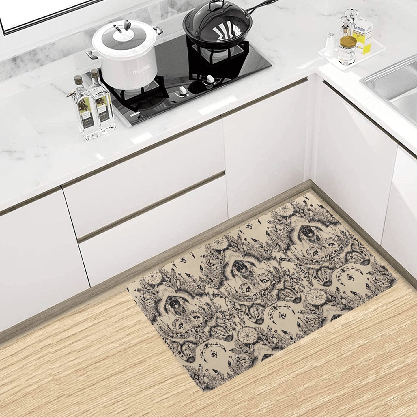 Indian Boho Wolf Kitchen Mat