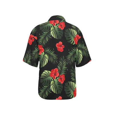 Red Hibiscus Tropical Women's Hawaiian Shirt