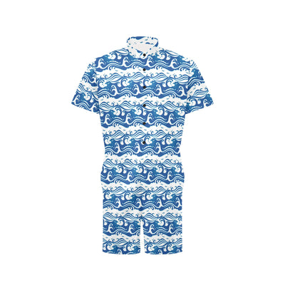 Wave Print Design LKS303 Men's Romper