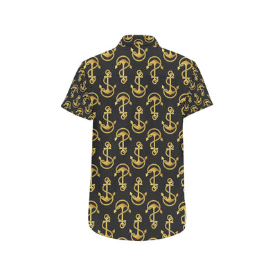 Anchor Gold Pattern Men's Short Sleeve Button Up Shirt