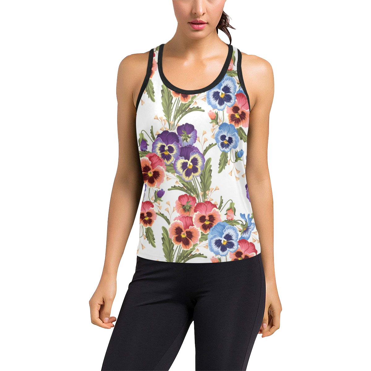 Pansy Pattern Print Design PS06 Women's Racerback Tank Top