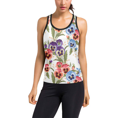 Pansy Pattern Print Design PS06 Women's Racerback Tank Top