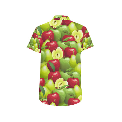 Apple Pattern Print Design AP03 Men's Short Sleeve Button Up Shirt