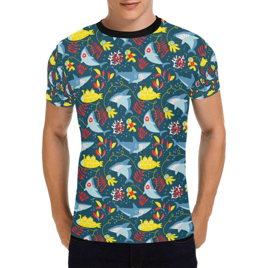 Scuba With Sharks Print Design LKS303 Men's All Over Print T-shirt