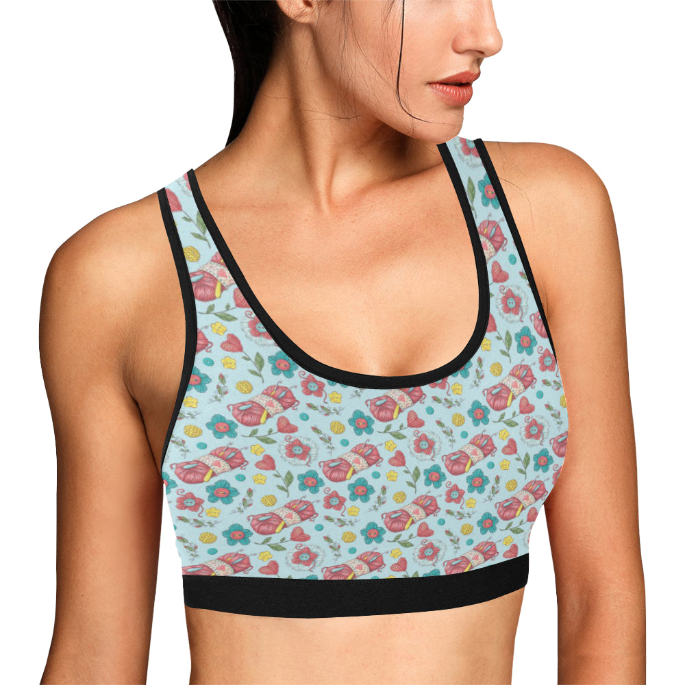 Crochet Pattern Print Design 01 Sports Bra