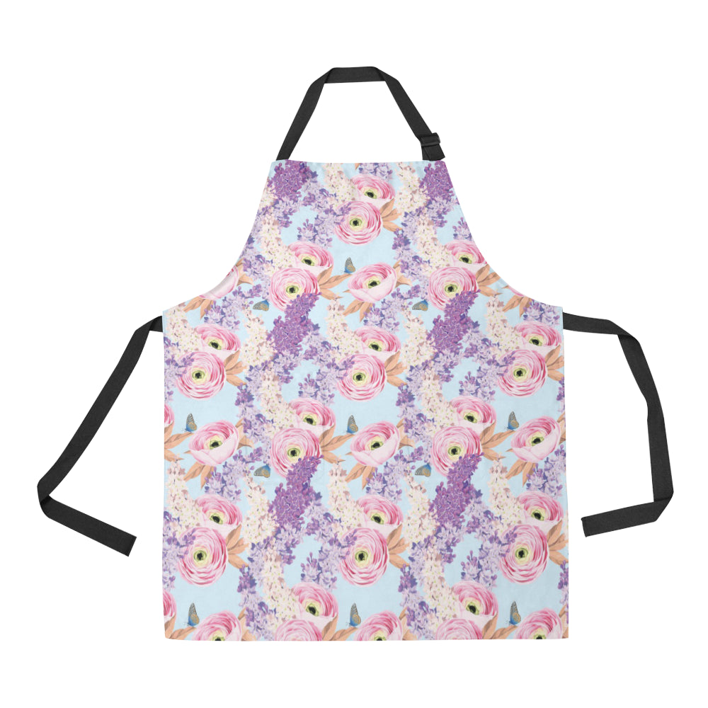 Lilac Pattern Print Design LI03 Apron with Pocket