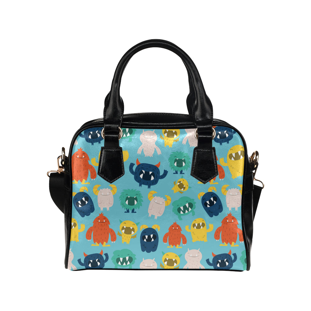 Monster Cartoon Pattern Print Design 03 Shoulder Handbag