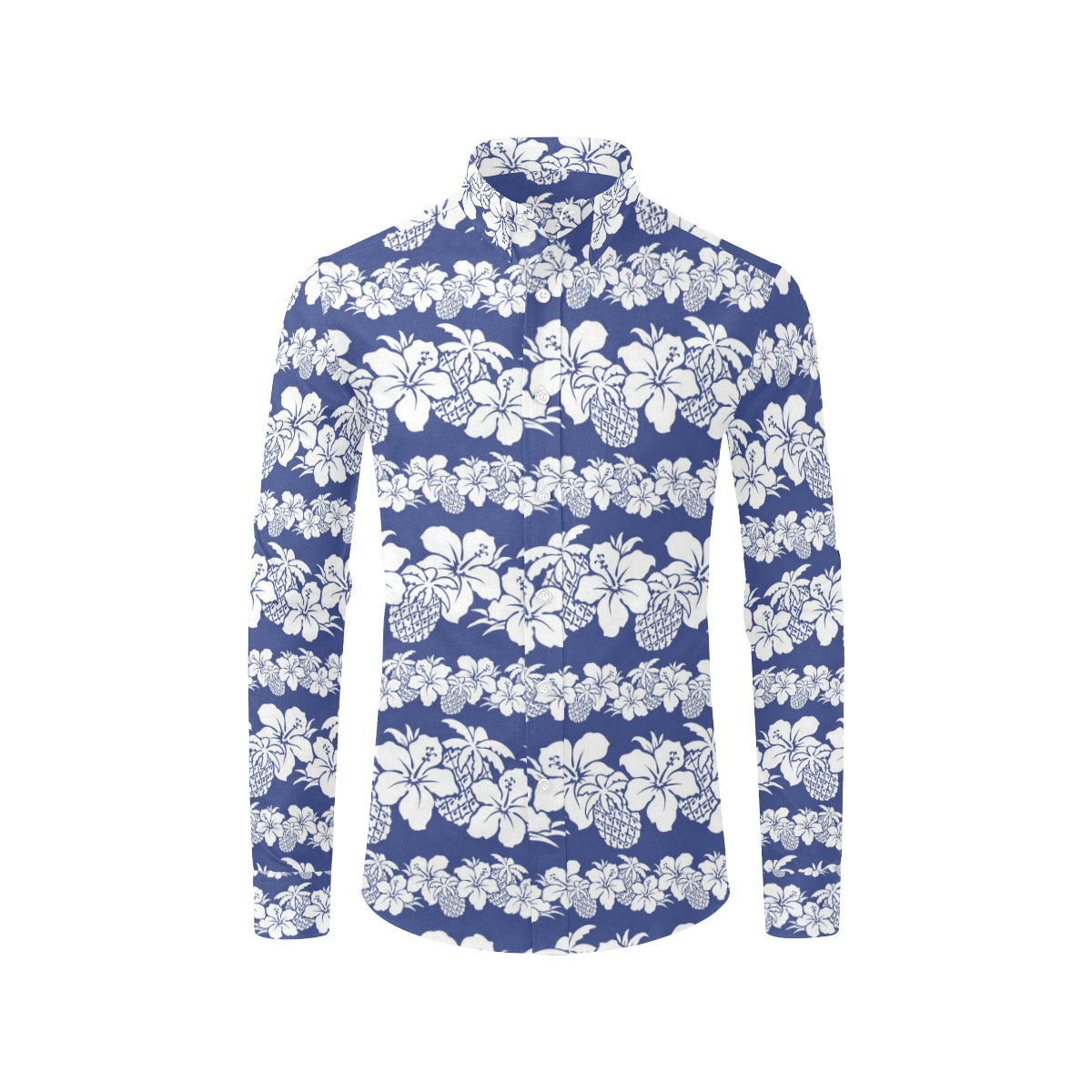 Hawaiian Themed Pattern Print Design H07 Men's Long Sleeve Shirt