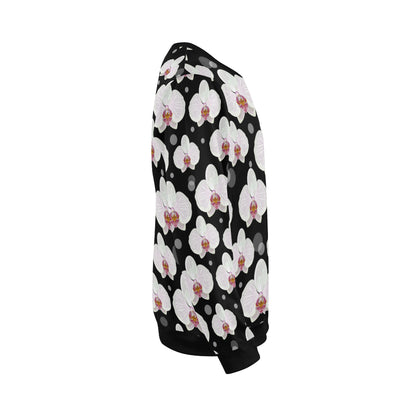Orchid White Pattern Print Design OR09 Men Long Sleeve Sweatshirt