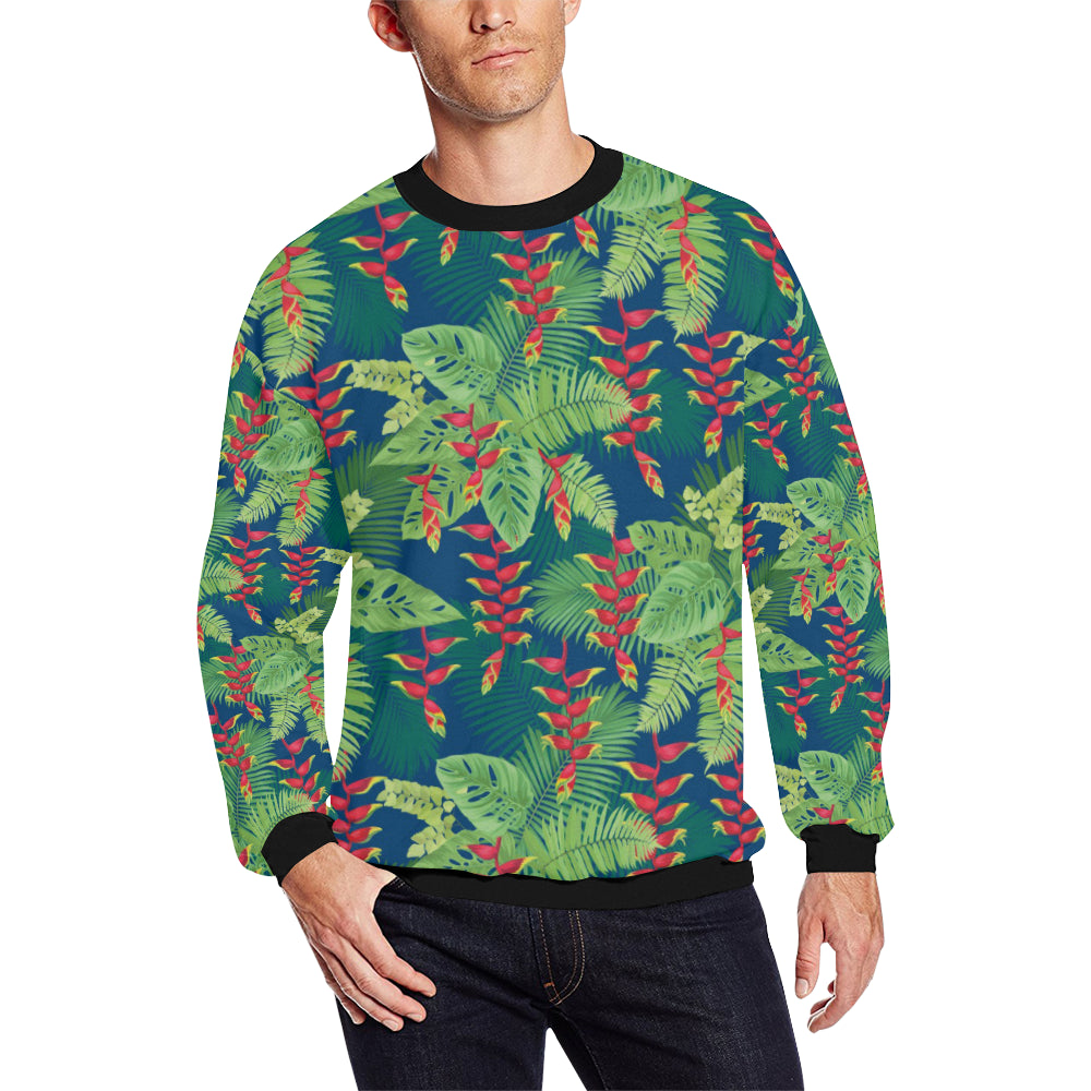 Heliconia Pattern Print Design HL08 Men Long Sleeve Sweatshirt
