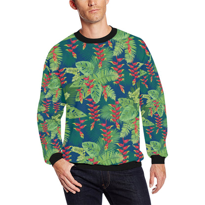 Heliconia Pattern Print Design HL08 Men Long Sleeve Sweatshirt