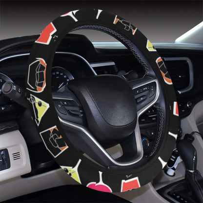 Cocktail Pattern Print Design 01 Steering Wheel Cover with Elastic Edge